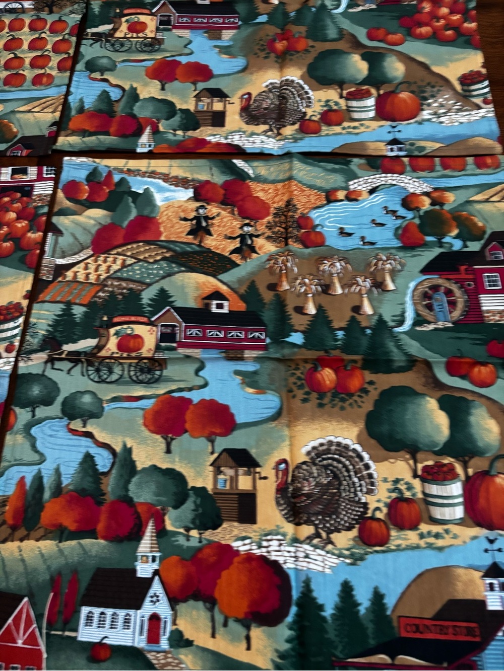 Vintage Fall Harvest Placemats Designer Joan Kessler Concord Fabric
